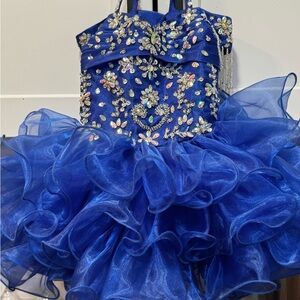 Blue Floral Kids Dance Costume